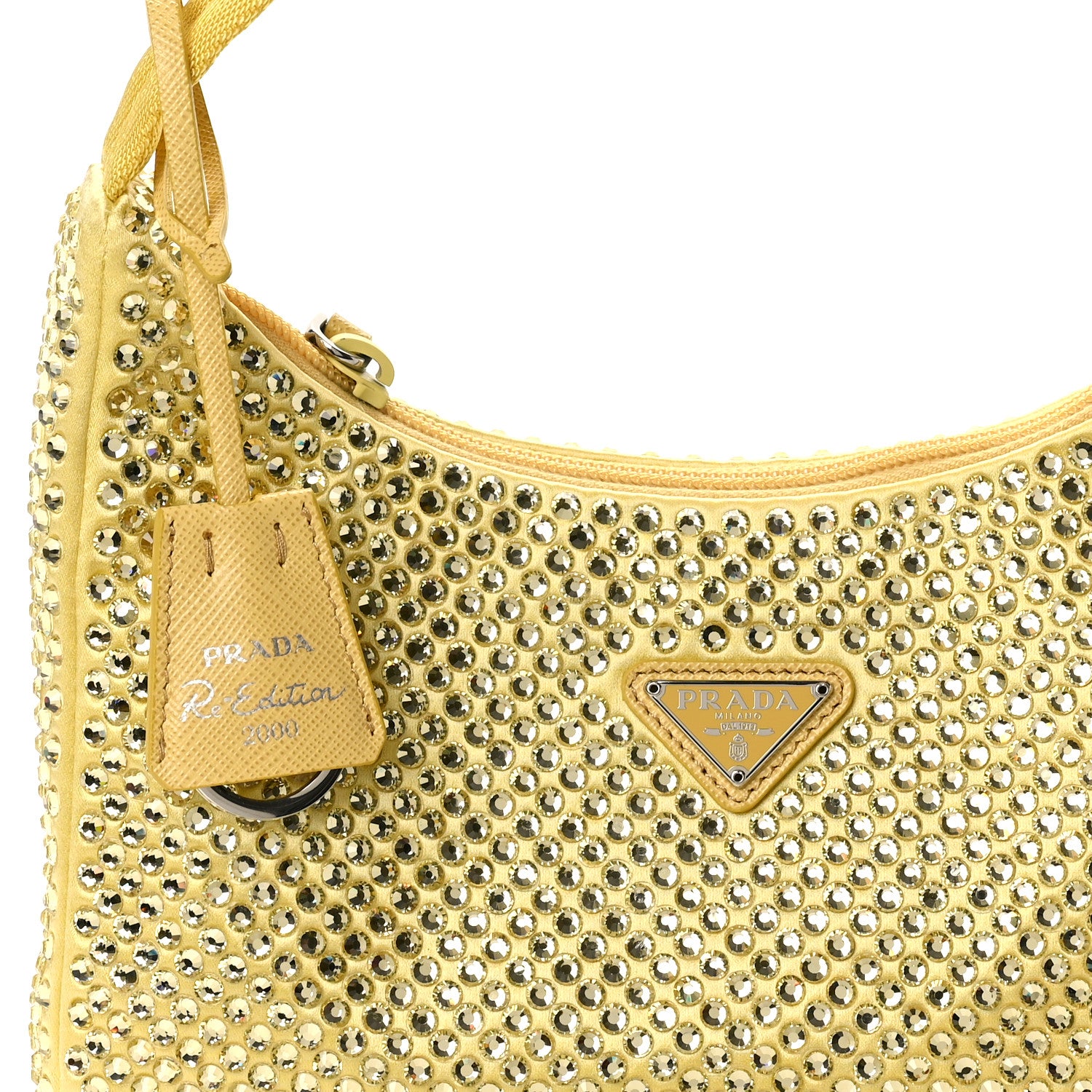 Prada Satin Crystal Mini Re-Edition 2000 Bag Ananas 7 of 9