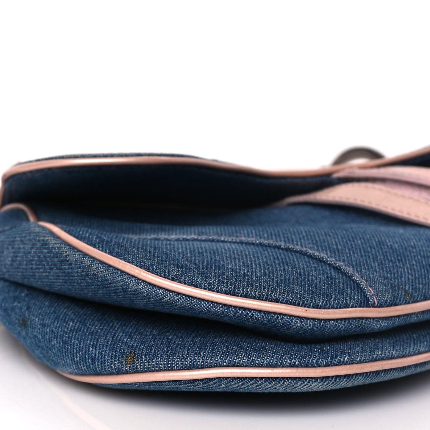 Patent Denim Jeans Saddle Bag Blue Pink