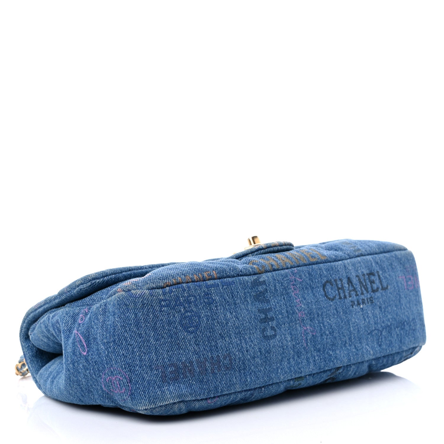 Chanel Denim Quilted Denim Large Mood Flap Blue Multicolor 4 of 13