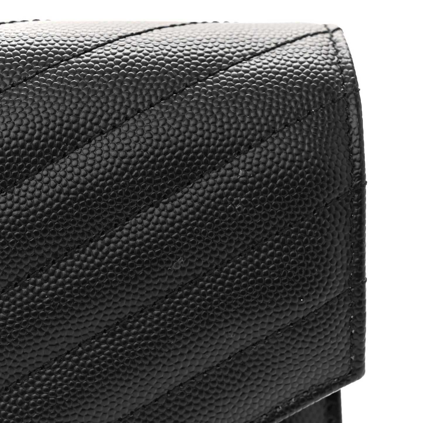 Grain De Poudre Matelasse Chevron Monogram Envelope Clutch Black