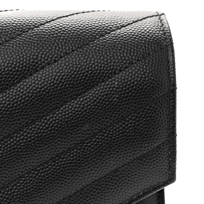 Saint Laurent Grain De Poudre Matelasse Chevron Monogram Envelope Clutch Black 11 of 11