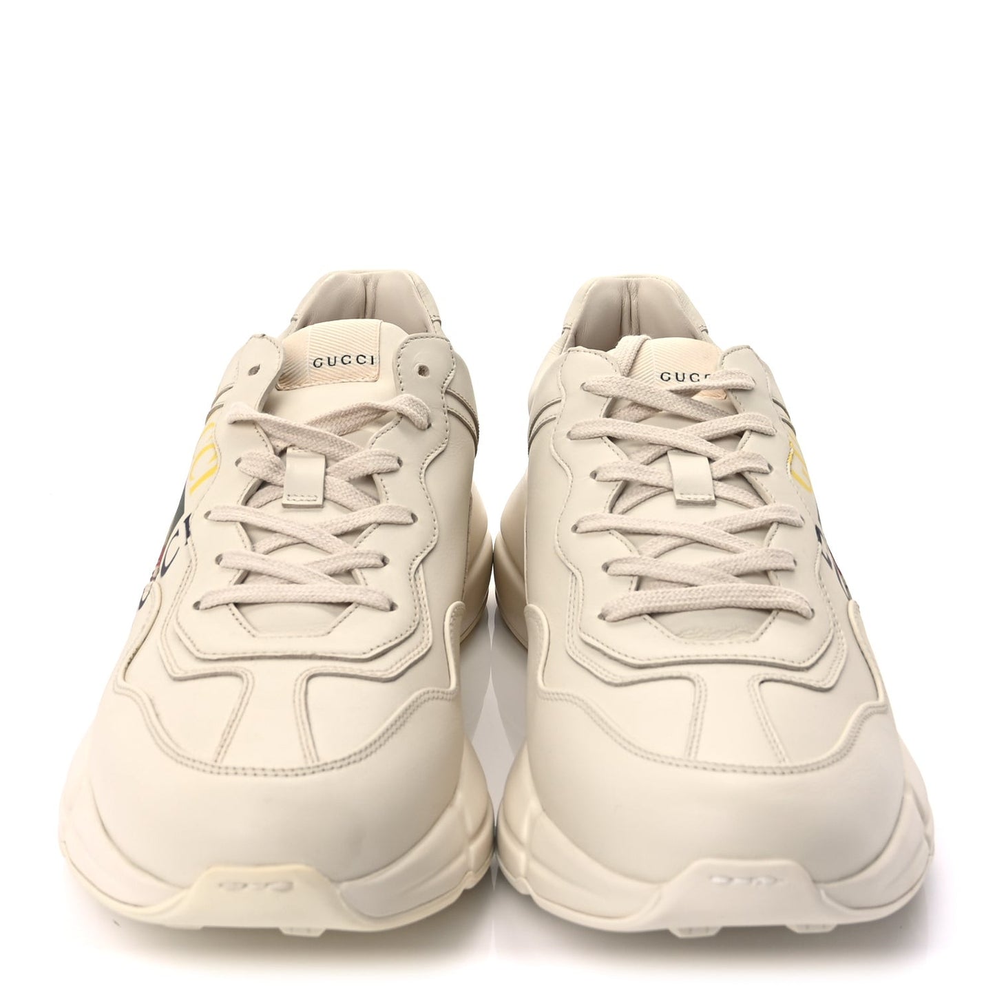 Calfskin Interlocking G Logo Mens Rhyton Sneakers 10  Ivory