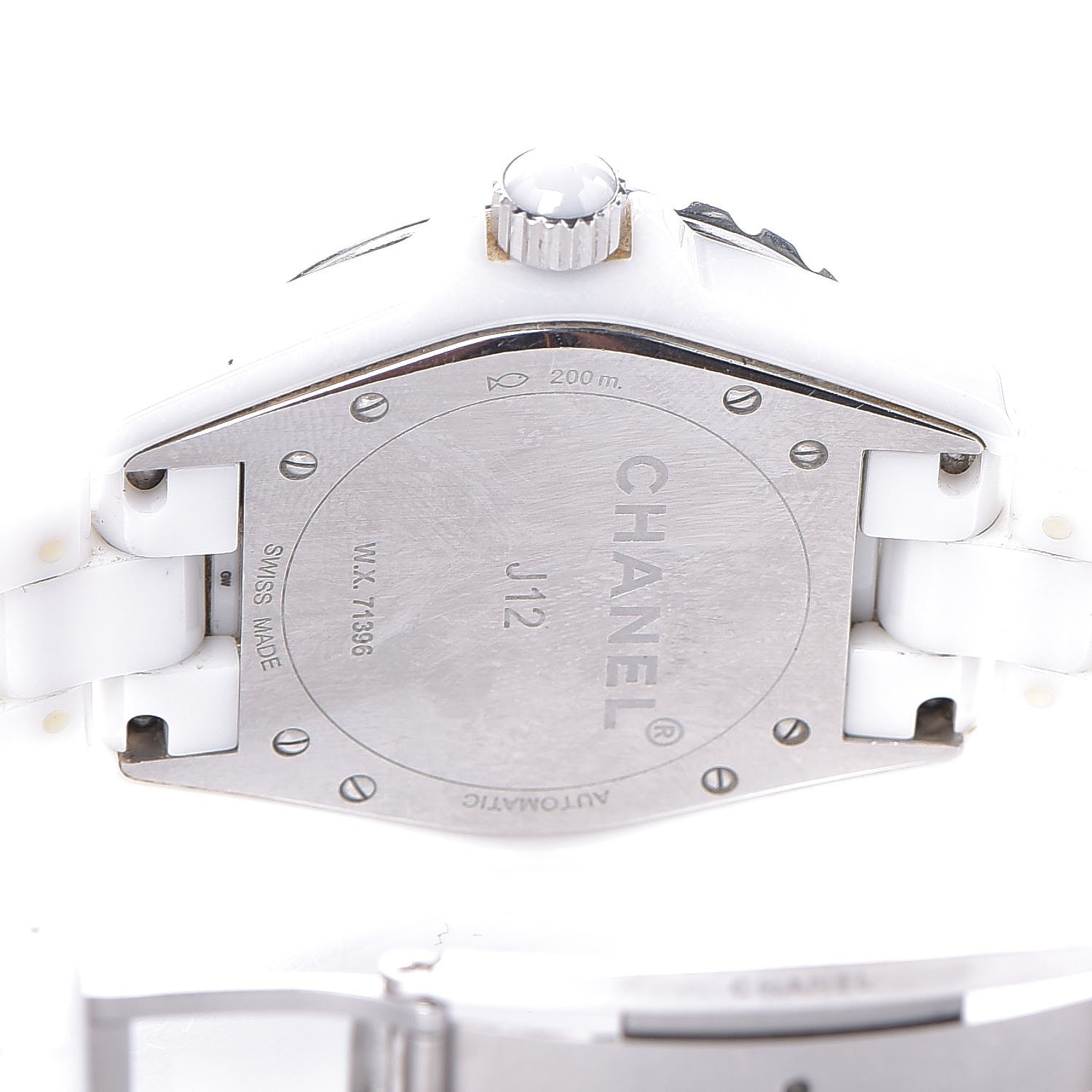 Chanel Stainless Steel Ceramic Diamond 38mm J12 Automatic Watch White 5 of 6