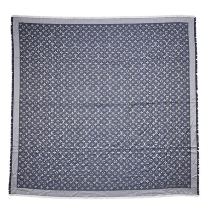 Louis Vuitton Silk Wool Monogram Denim Shawl Blue 1 of 5
