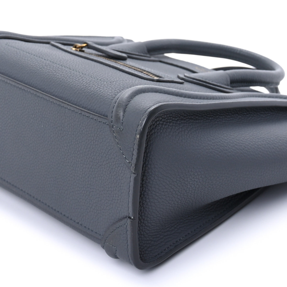 Celine Drummed Calfskin Nano Luggage Kohl 9 of 9