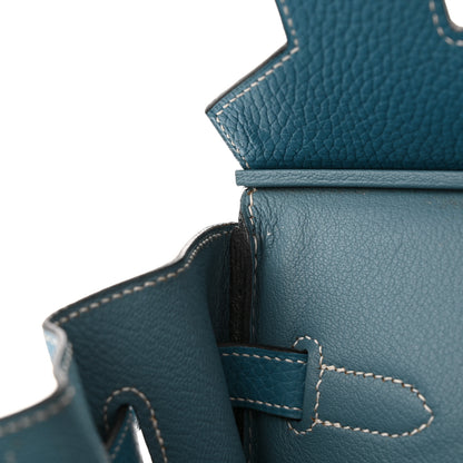 Hermes Taurillon Clemence BIRKIN 35 Blue Jean 9 of 20
