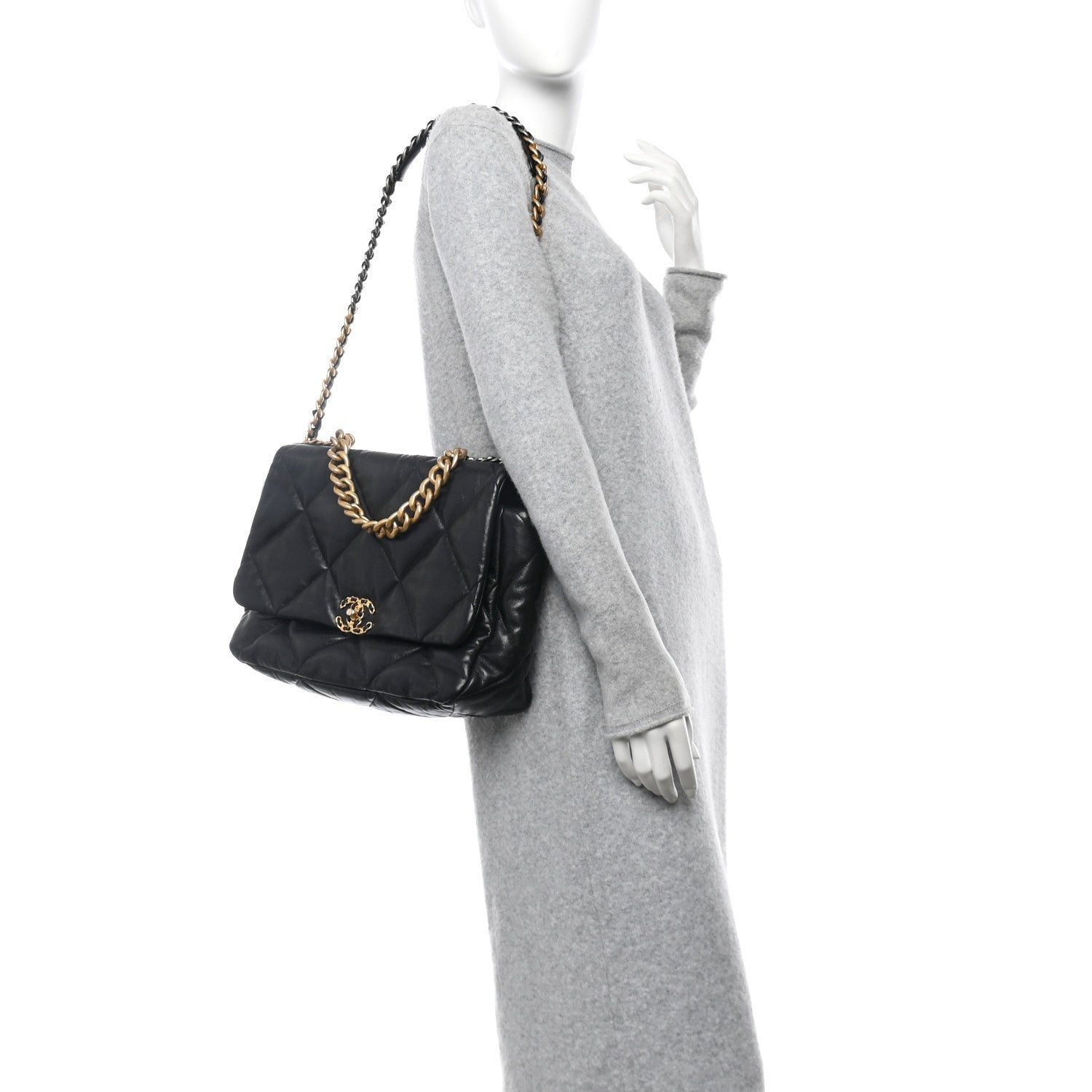 Chanel Lambskin Quilted Maxi 19 Flap Black 2 of 7
