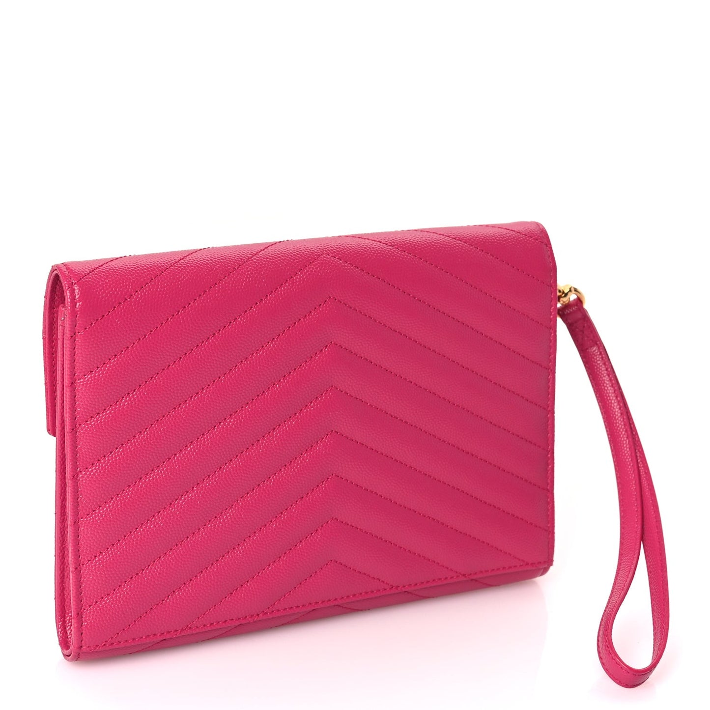 Grain De Poudre Matelasse Chevron Monogram Envelope Clutch Fuchsia Fuchsia