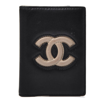 Chanel Lambskin CC Card Holder Wallet Black Gold 1 of 8
