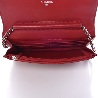 Chanel Patent Quilted Wallet On Chain WOC Red 5 of 9
