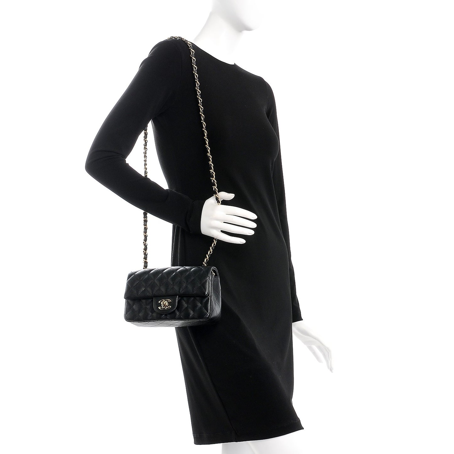 Caviar Quilted Mini Rectangular Flap Black