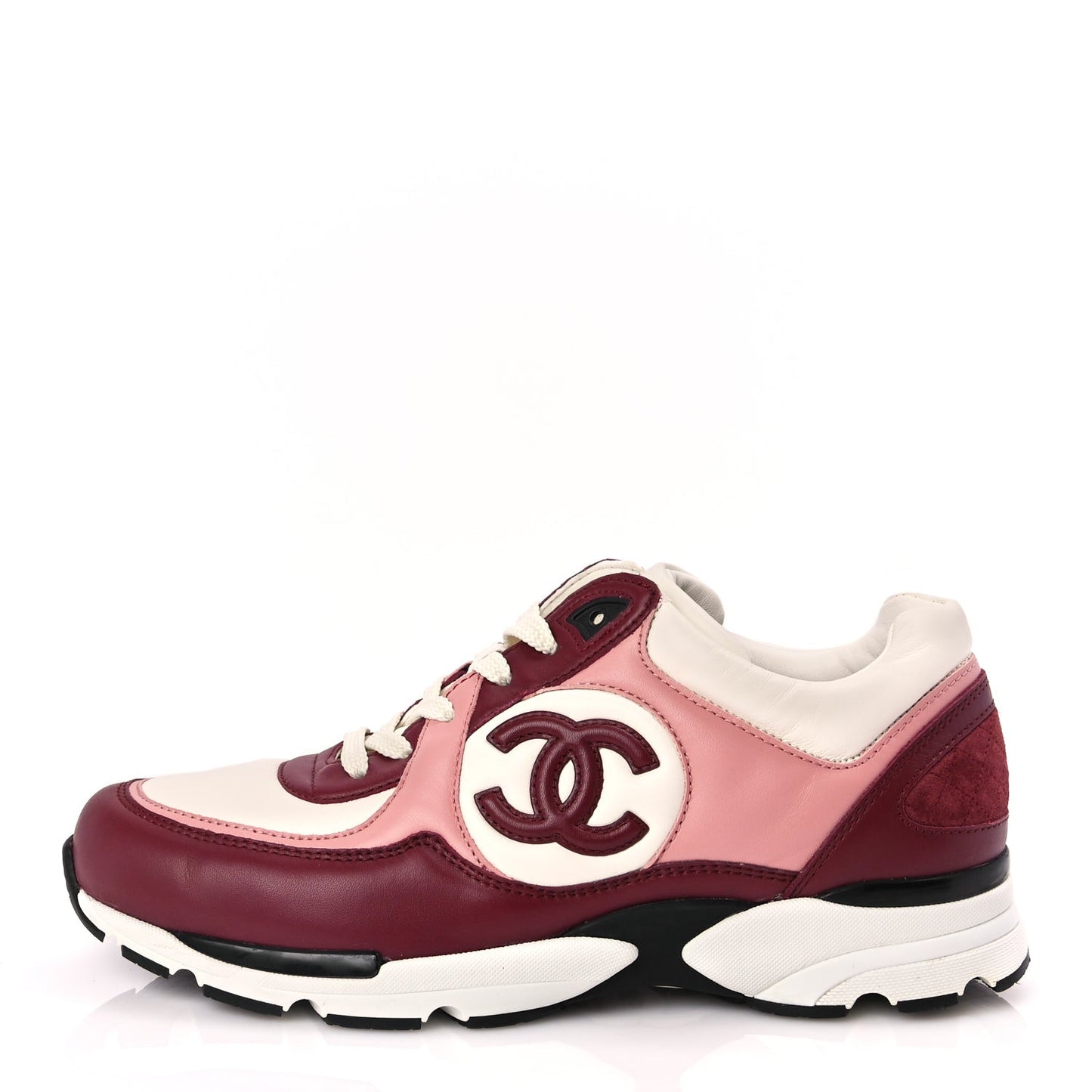Calfskin CC Sneakers 39.5 Light Burgundy White Pink