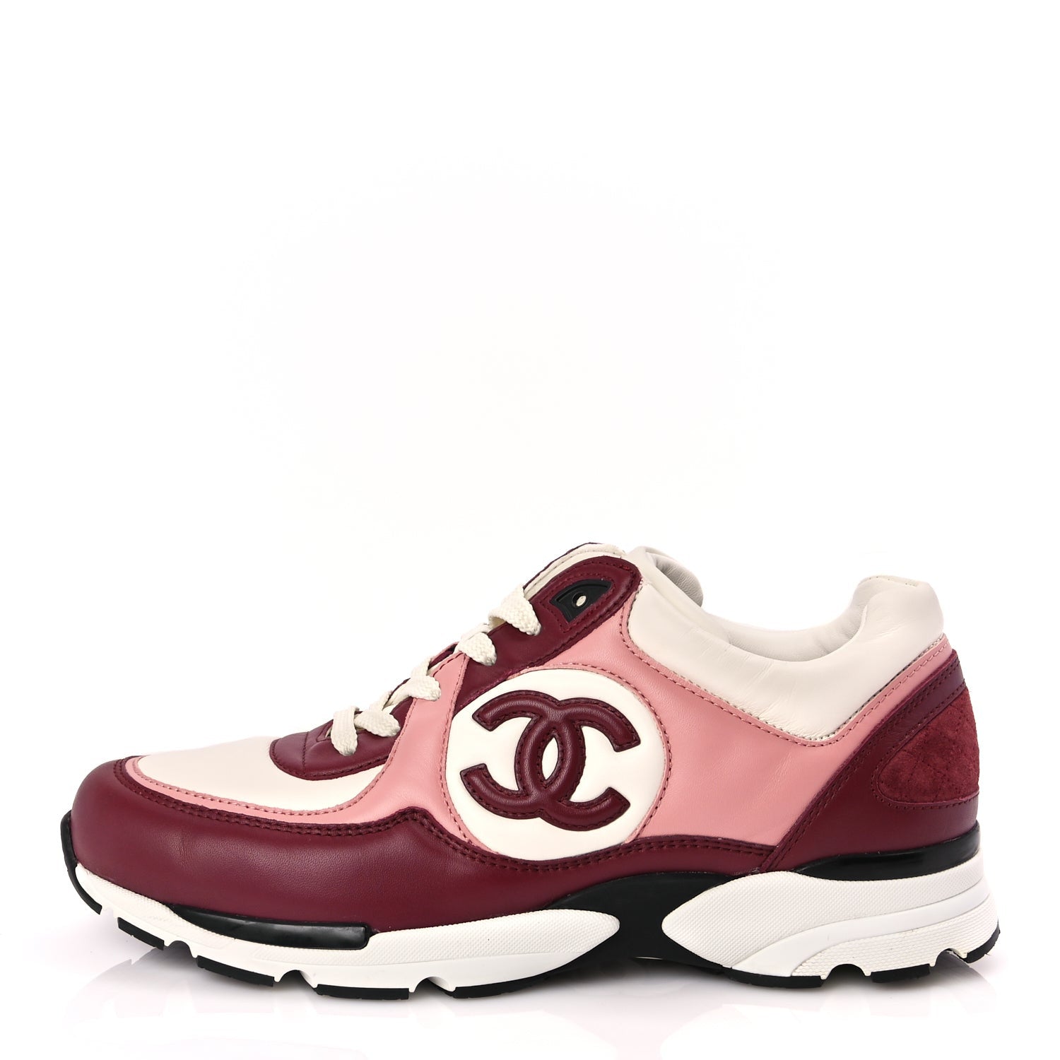 Chanel Calfskin CC Sneakers 39.5 Light Burgundy White Pink 1 of 9