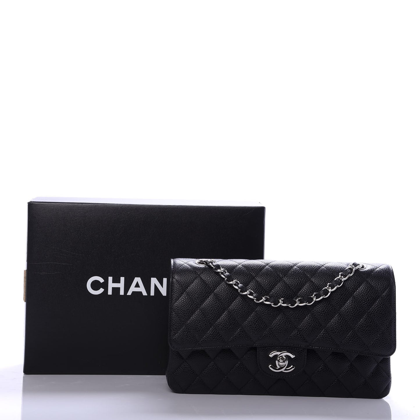 Caviar Quilted Medium Double Flap Black