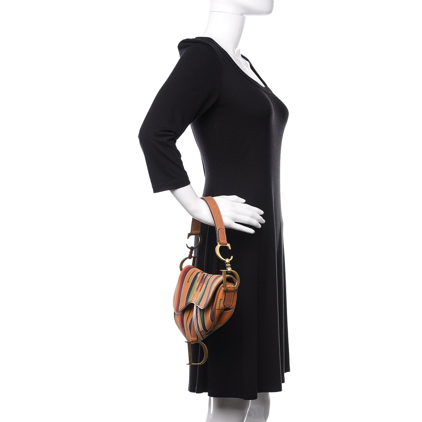 Canvas Stripe Saddle Bag Multicolor