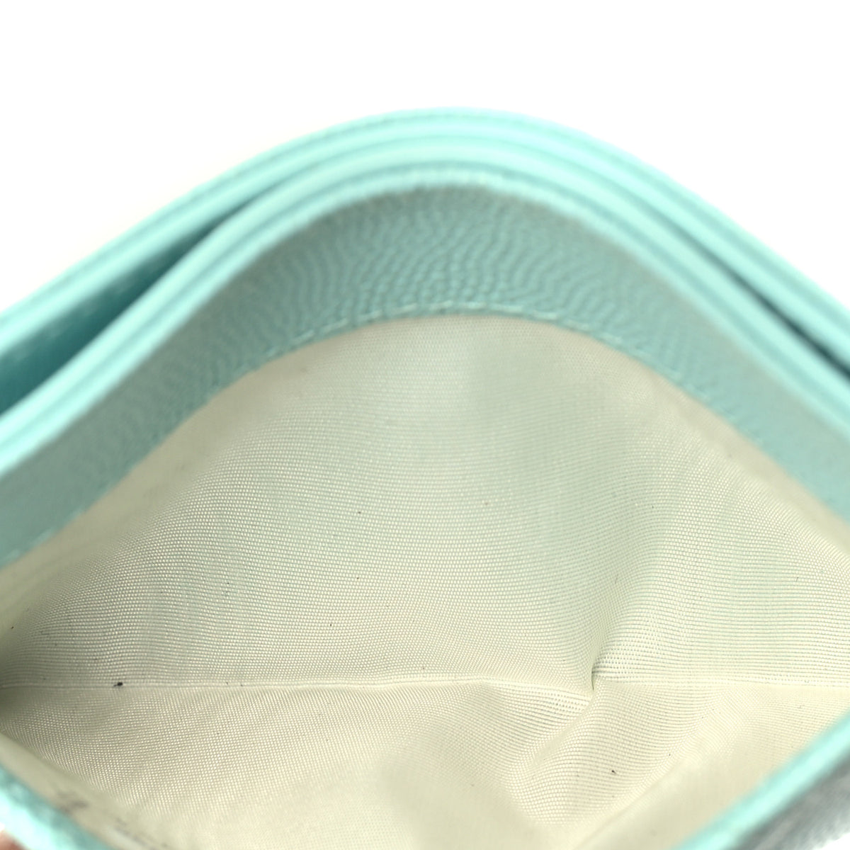 Caviar Quilted Flap Card Holder  Light Blue