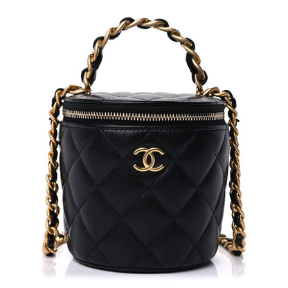 Chanel Lambskin Quilted Afternoon Tea Top Handle Vanity Case With Chain  Black 1 of 8