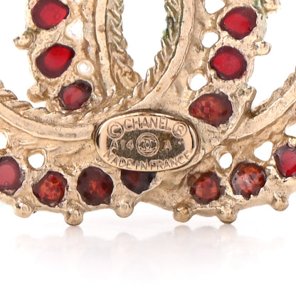 Chanel Enamel Poured Glass CC Earrings Gold 4 of 4