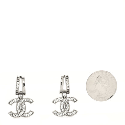 Chanel Crystal CC Drop Earrings Silver 2 of 4