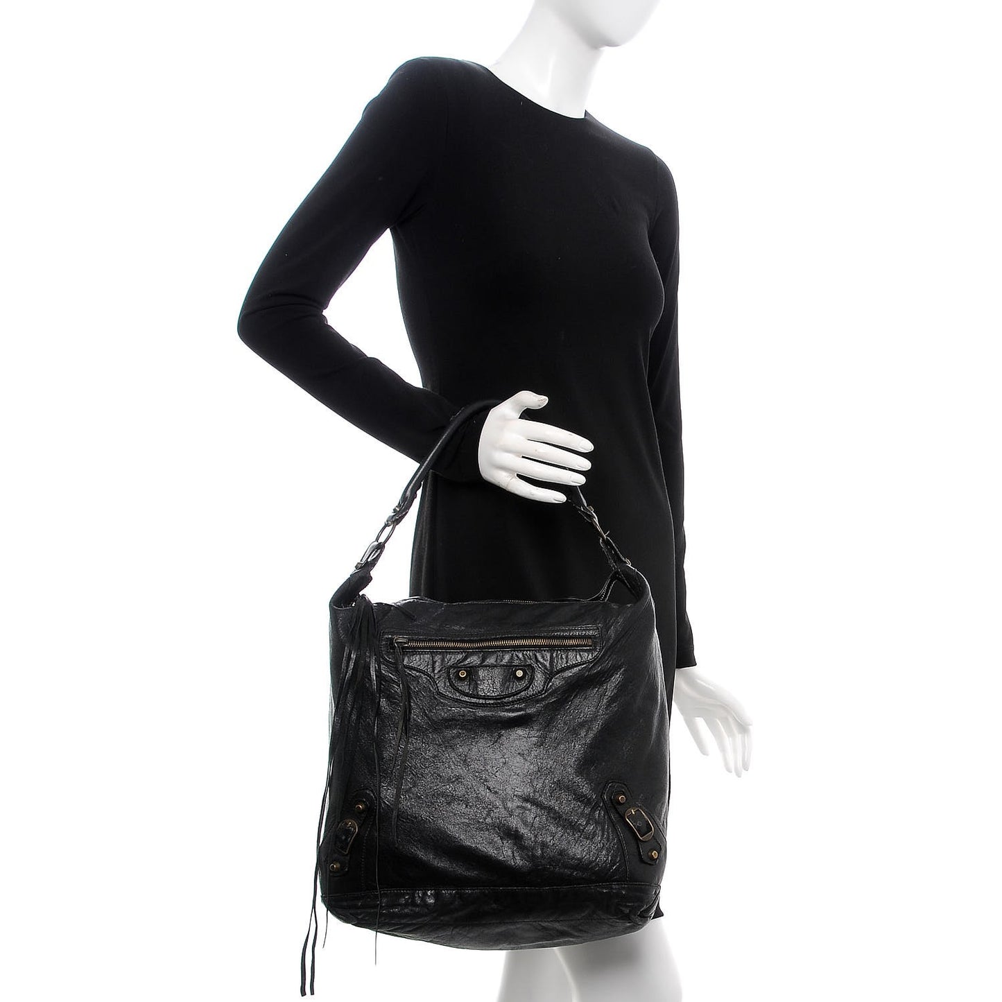 Agneau Classic Hardware Day Hobo Black