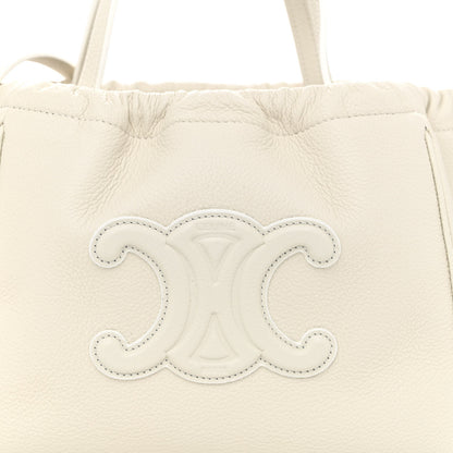 Celine Calfskin Cuir Small Triomphe Cabas Drawstring White 7 of 9