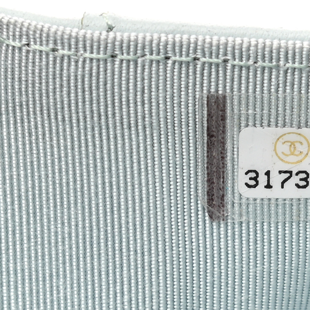 Caviar Quilted Double Flap Wallet Light Blue