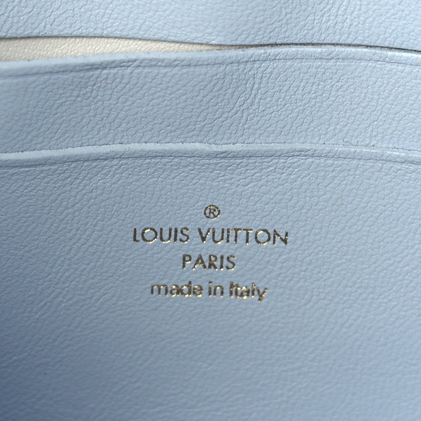 Calfskin Bubblegram Wallet On Strap Ice Blue