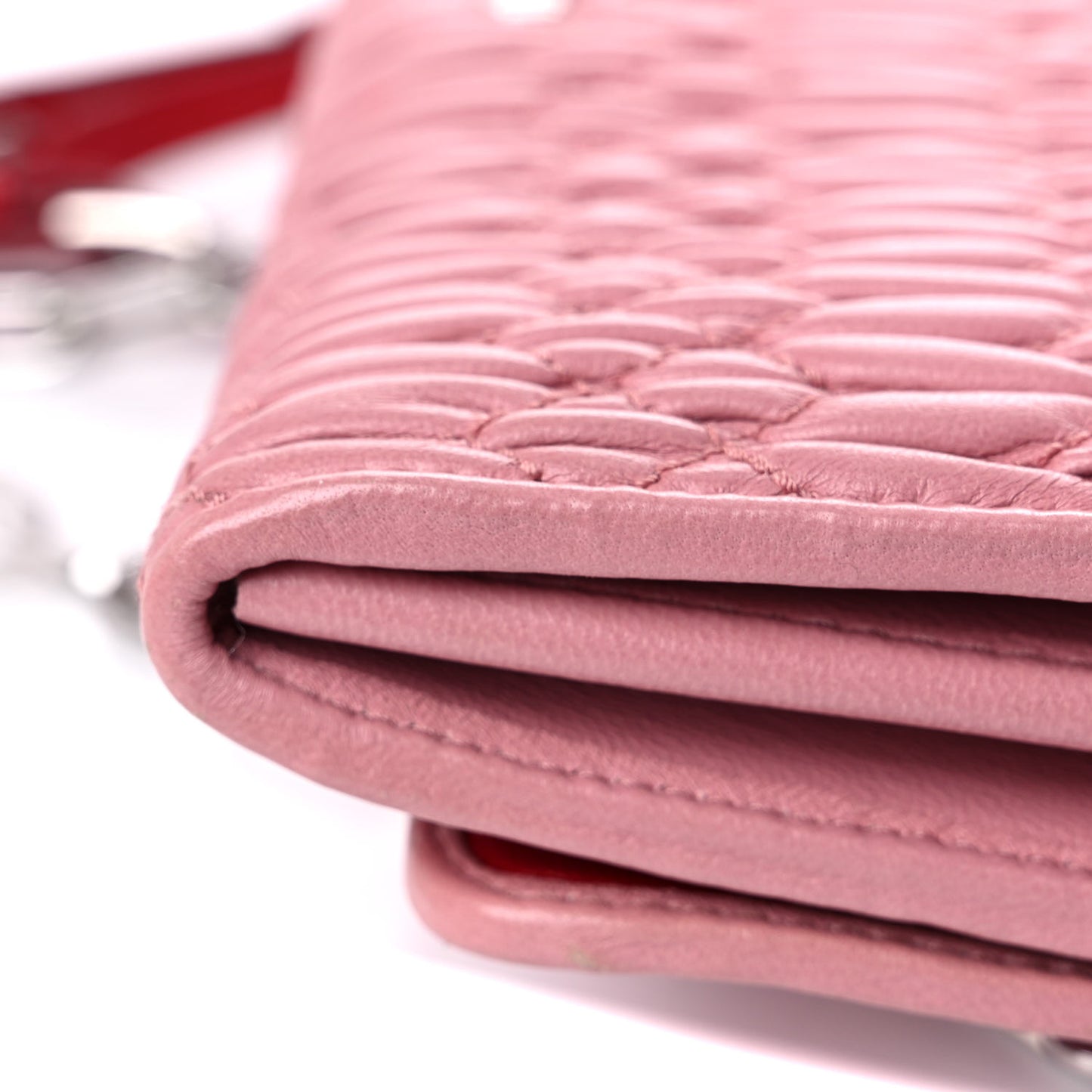 Nappa Matelasse Crystal Cherry Wallet On Chain Rosa
