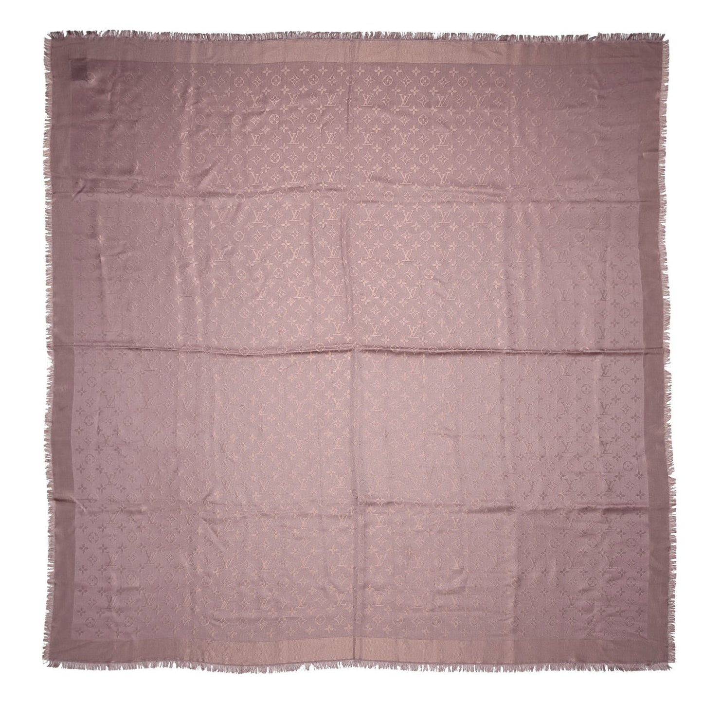 Silk Wool Monogram Shine Shawl Taupe