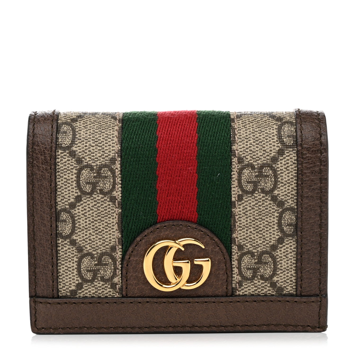 Gucci GG Supreme Monogram Web Ophidia Card Case Beige New Acero 1 of 7