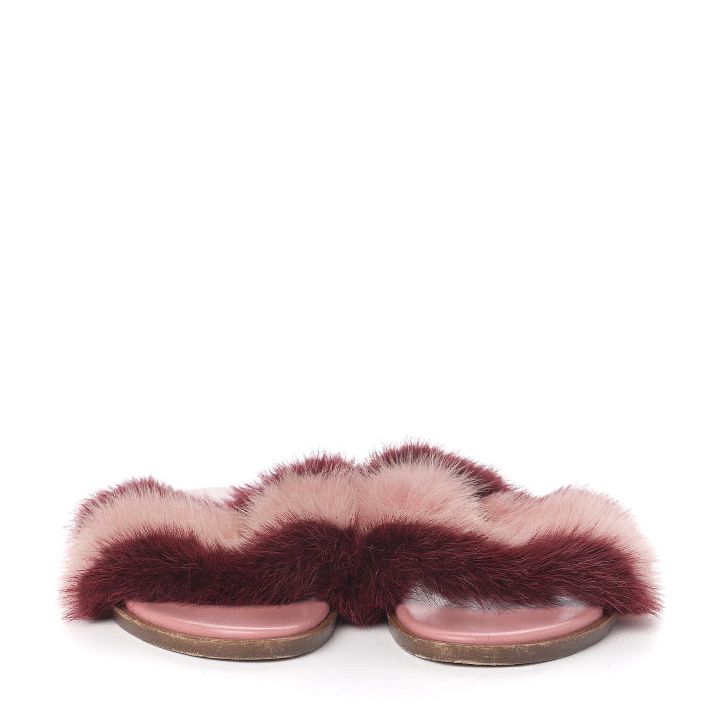 Mink Fur Lock It Flat Mule 38.5 Bordeaux