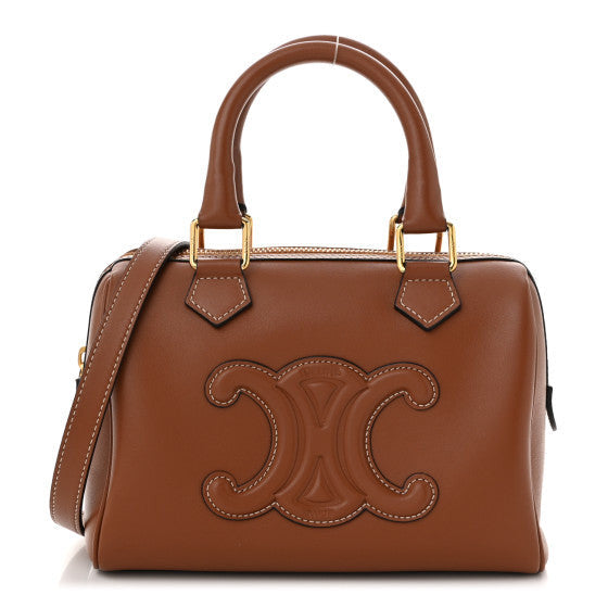 Smooth Calfskin Triomphe Small Boston Bag Tan