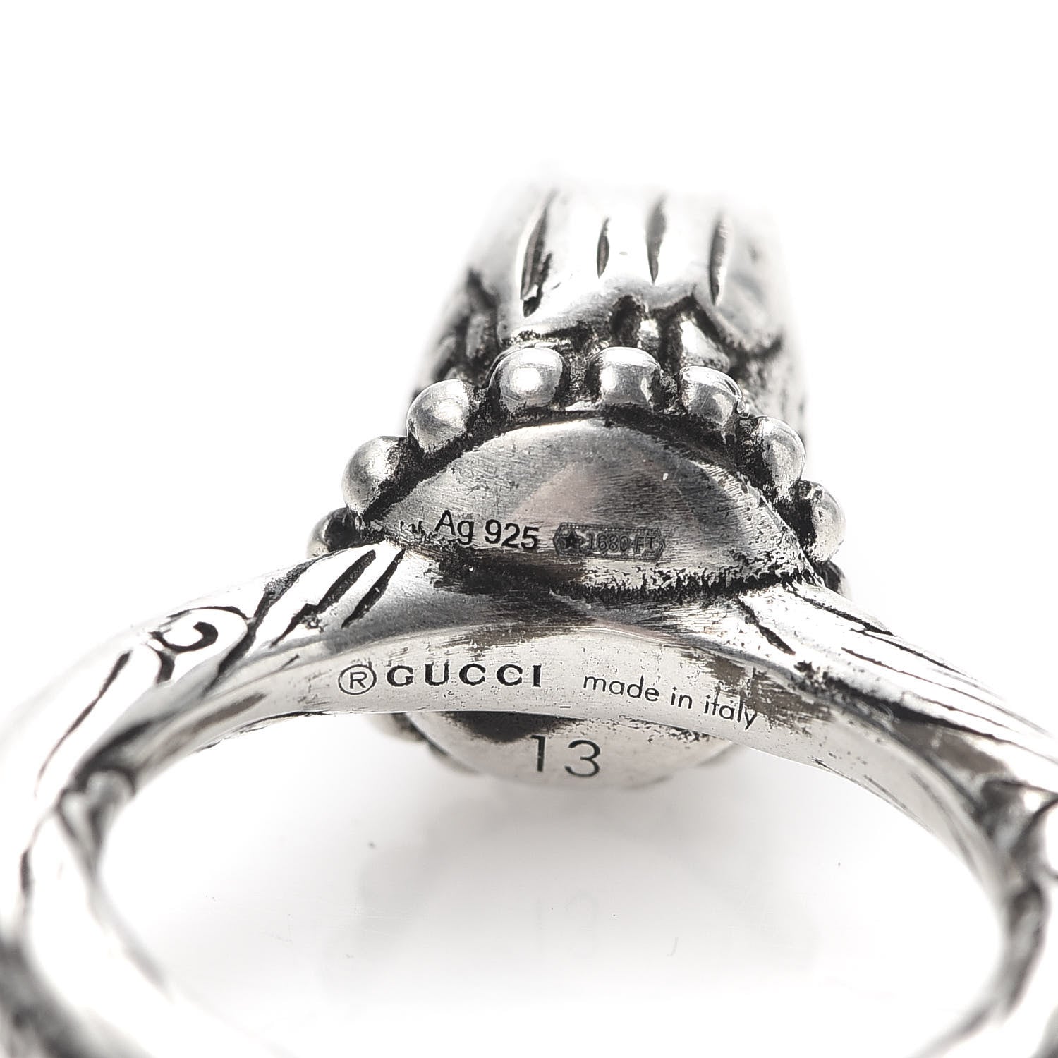 Gucci Sterling Silver Anger Forest Eagle Head Ring 53 6.5 6 of 6