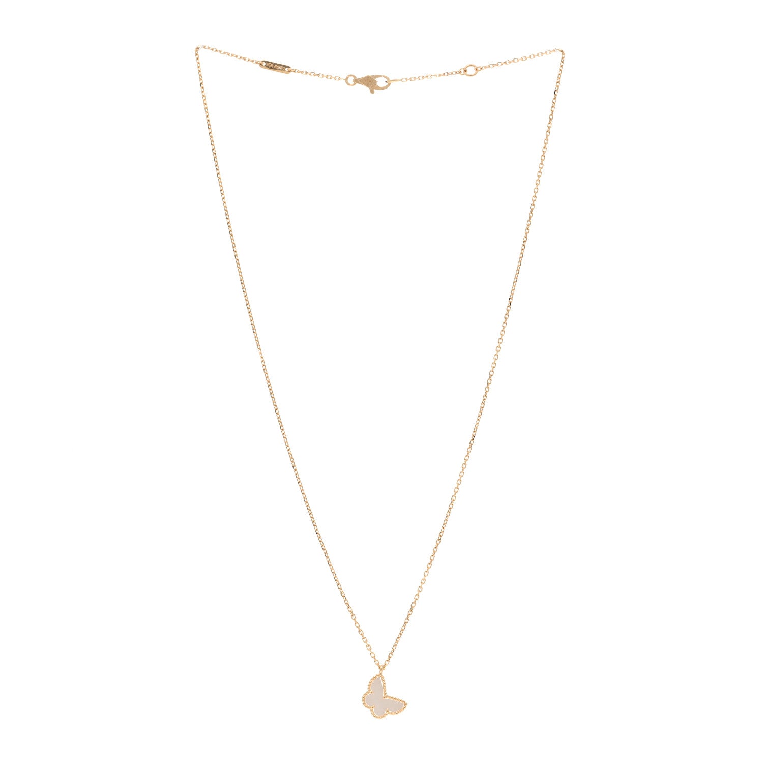 Van Cleef & Arpels VAN CLEEF & ARPELS 18K Yellow Gold Mother of Pearl Sweet Alhambra Butterfly Pendant Necklace 3 of 6