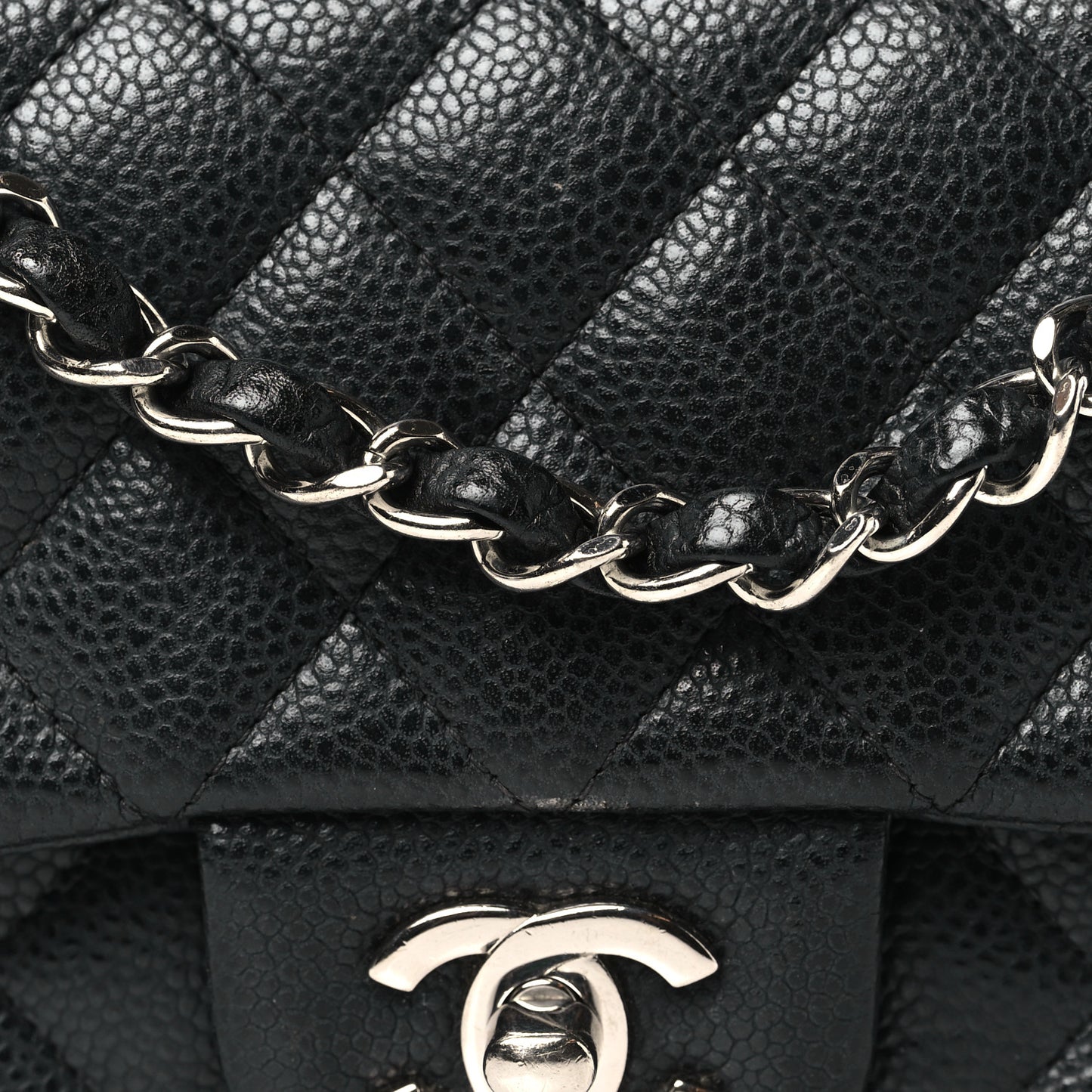 Caviar Quilted Mini Rectangular Flap Black