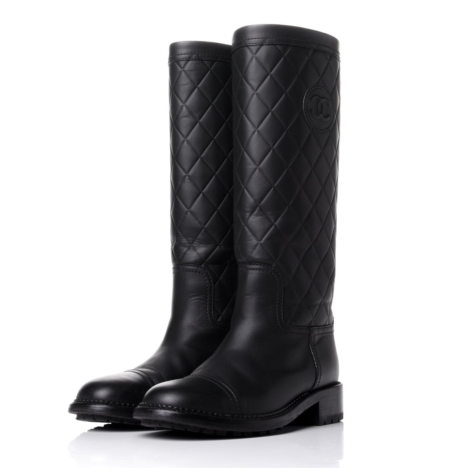 Chanel Oily Calfskin Quilted High Boots 36 Black 3 of 10