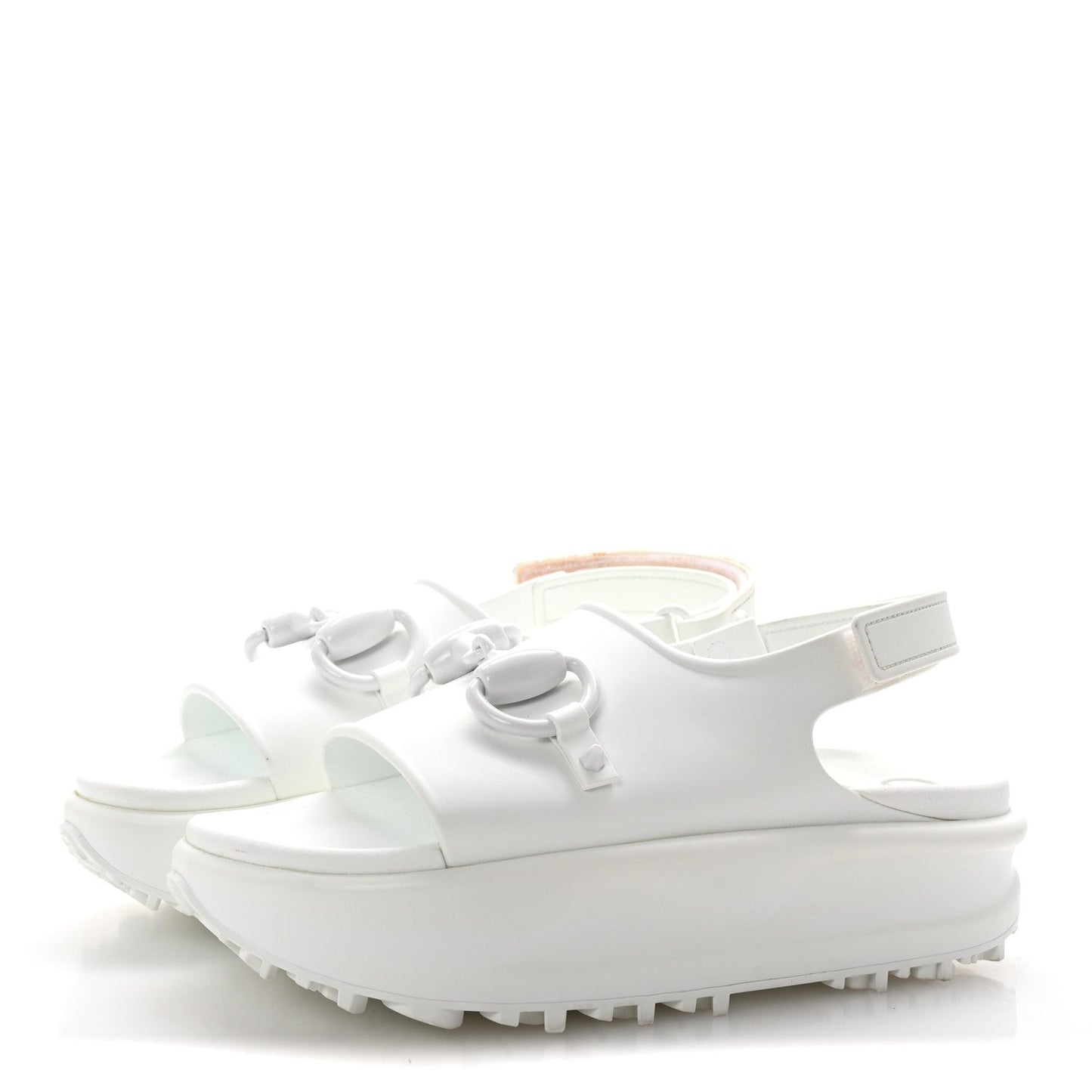 Soft Rubber Horsebit Touch Womens Strapped Sandals 37 Great White