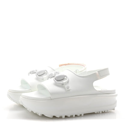 Gucci Soft Rubber Horsebit Touch Womens Strapped Sandals 37 Great White 4 of 7