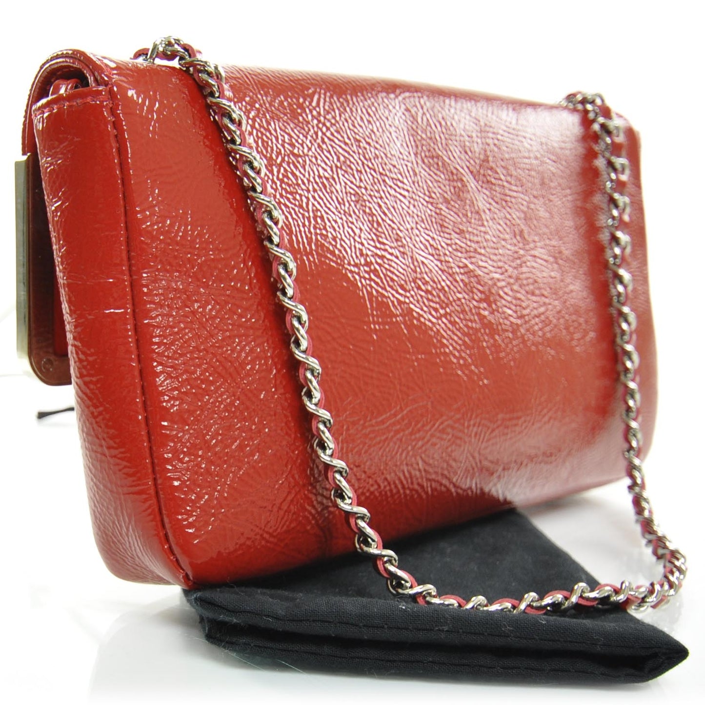 Patent Frame Flap Bag Red