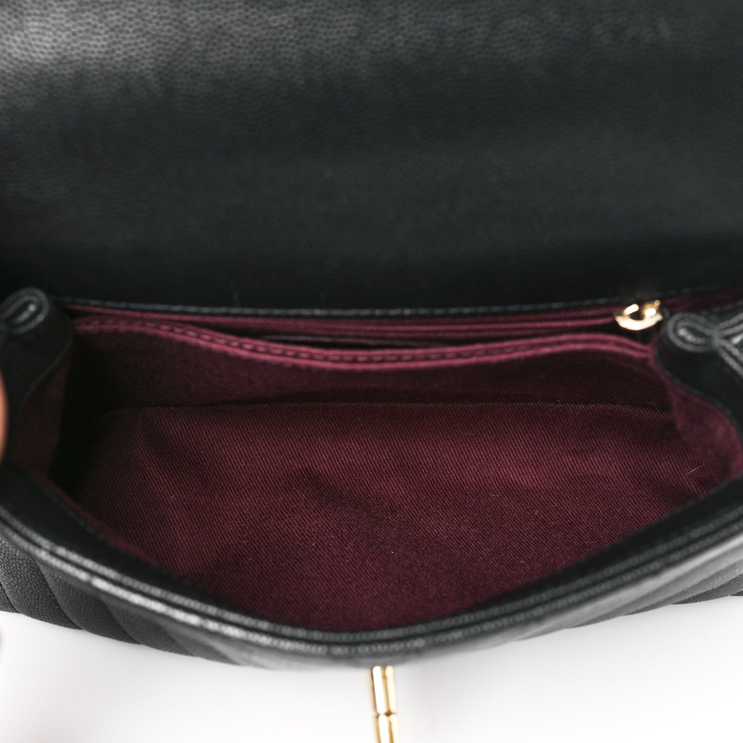 Caviar Chevron Quilted Mini Coco Handle Flap Black