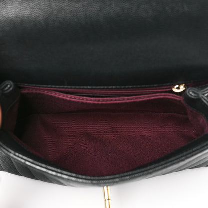 Chanel Caviar Chevron Quilted Mini Coco Handle Flap Black 5 of 11