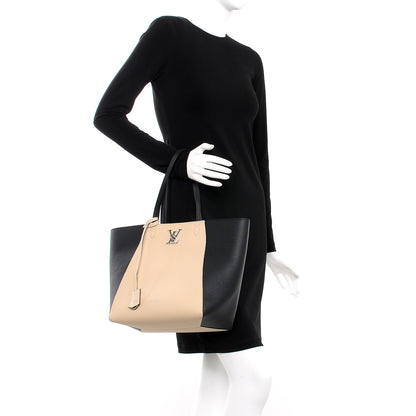 Louis Vuitton Calfskin Lockme Cabas Vanille Black 2 of 9