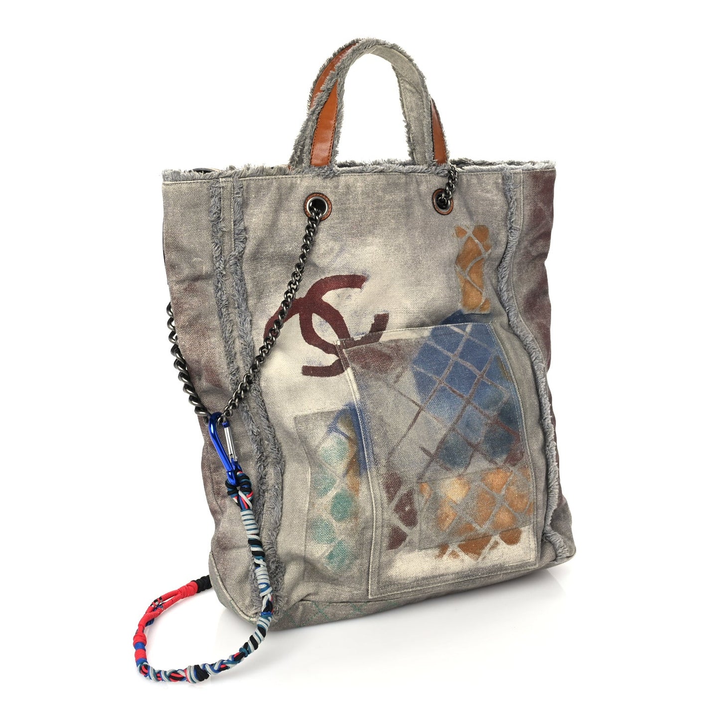 Canvas Large Graffiti Tote  Grey