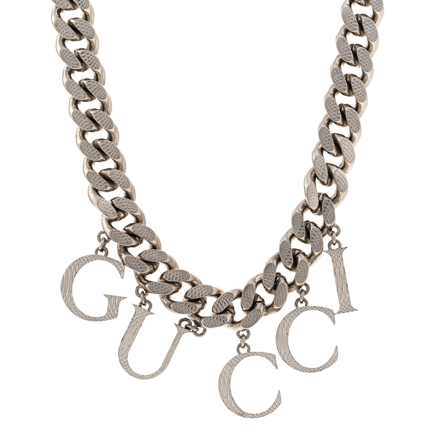 Metal Script Choker Necklace Silver