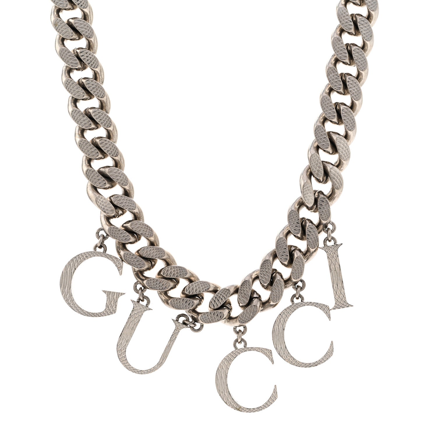 Gucci Metal Script Choker Necklace Silver 4 of 7