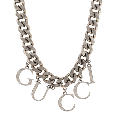 Gucci Metal Script Choker Necklace Silver 4 of 7