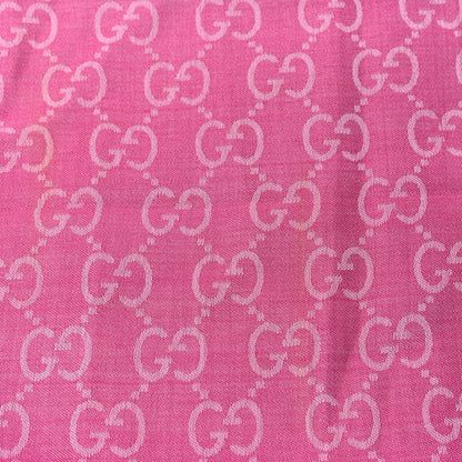 Gucci Wool Silk Monogram GGWeb Fringe Shawl Zinc Pink 2 of 3