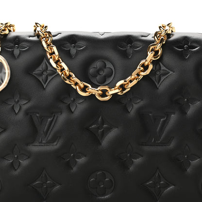 Louis Vuitton Lambskin Embossed Monogram Pochette Coussin Black 6 of 9