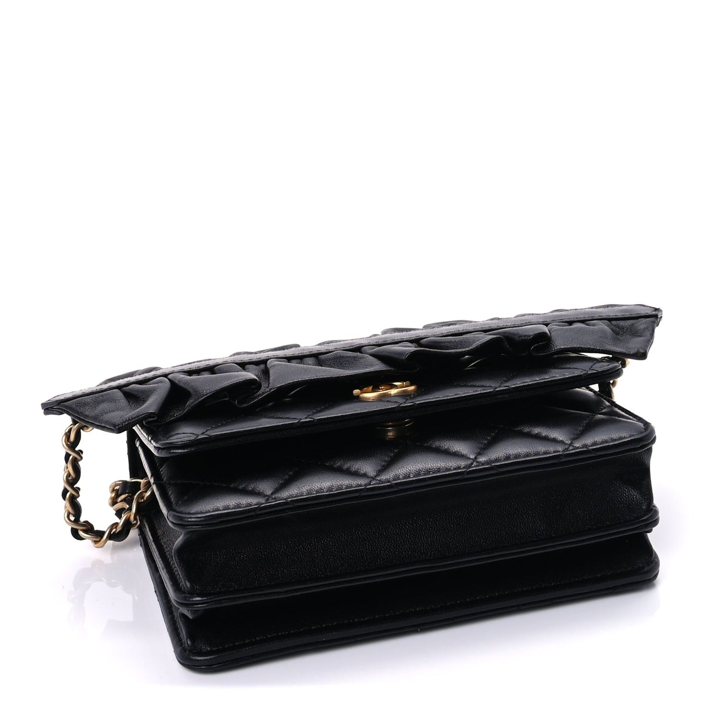 Lambskin Quilted Mini Romance Wallet On Chain WOC Black