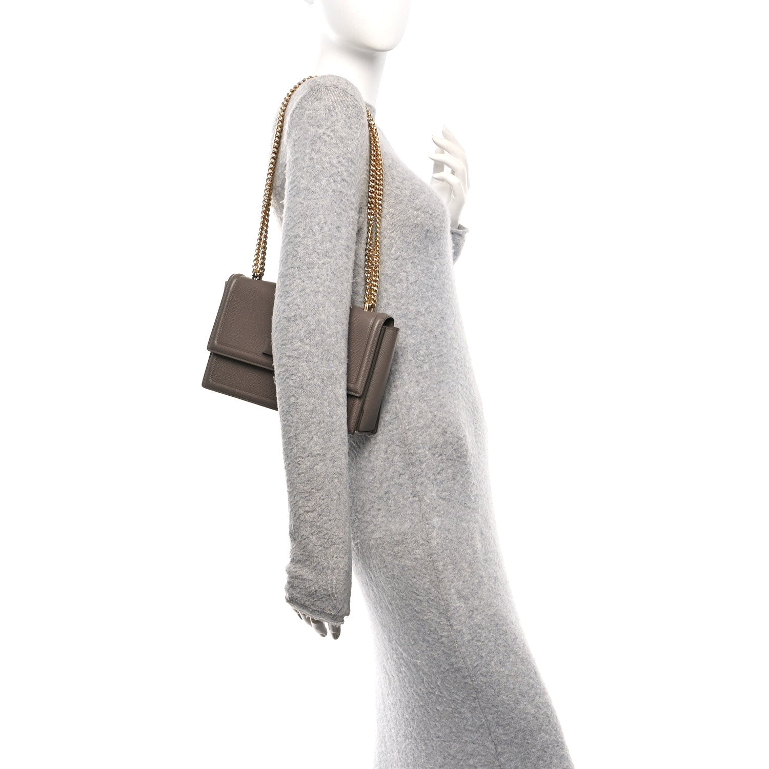 Salvatore Ferragamo Printed Calfskin Ginny Shoulder Bag Grey 2 of 9